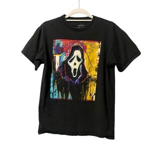 Ghost Face Scream Horror Movie Graphic T-Shirt Black Mens Medium Halloween Tee